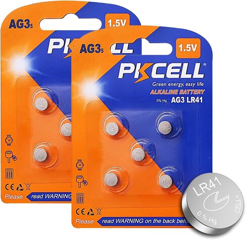 بطاريات زر PKCELL LR41 10 عدد AG3 392 384 192 بطارية قلوية 1.5 فولت بطارية خلية عملة معدنية in Kuwait