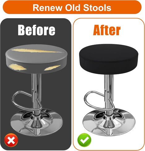 2Pcs Bar Stool Covers Round, High Elastic Stool Seat Covers Round for 11-14 Inch Dia Chairs, Soft Washable Slipcovers (Black) in Saudi Arabia