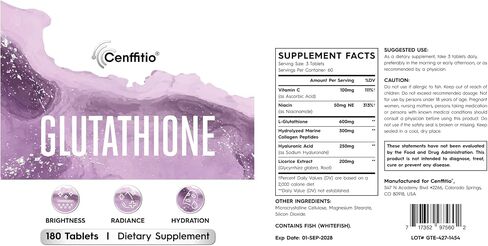 Glutathione Supplement – Skin Brightening Formula with Vitamin C, Niacinamide, Licorice Extract, Collagen & Hyaluronic Acid – for Skin Brightness, Radiance & Hydration – 180 Tablets in Saudi Arabia