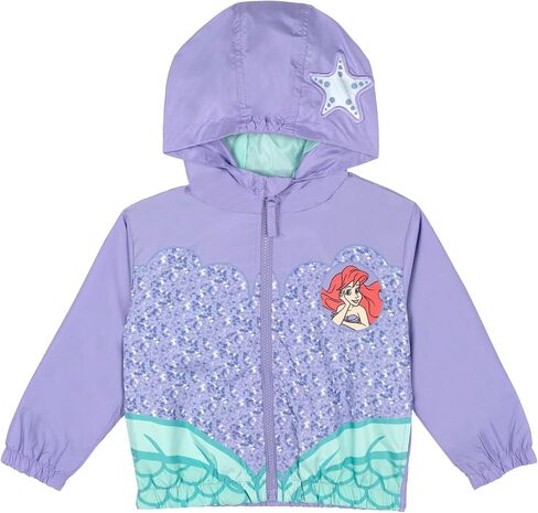 Disney The Little Mermaid Princess Ariel Toddler Girls Zip Up Cosplay Windbreaker Jacket Lavender/Aqua Blue 4T in Kuwait