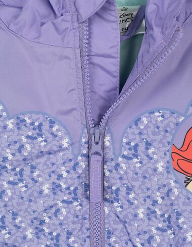 Disney The Little Mermaid Princess Ariel Toddler Girls Zip Up Cosplay Windbreaker Jacket Lavender/Aqua Blue 4T in Kuwait