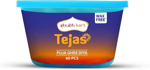 Shubhkart Tejas Ghee Wicks for Pooja 60 pcs for Home and Mandir Readymade ghee jyot Indian Housewarming Return Gift Items Puja Accessories. Diwali Diya in Saudi Arabia