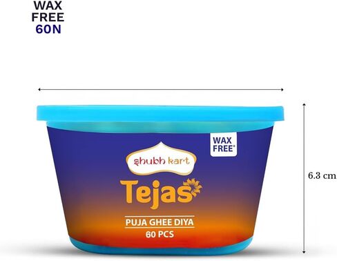 Shubhkart Tejas Ghee Wicks for Pooja 60 pcs for Home and Mandir Readymade ghee jyot Indian Housewarming Return Gift Items Puja Accessories. Diwali Diya in Saudi Arabia