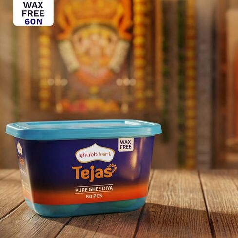 Shubhkart Tejas Ghee Wicks for Pooja 60 pcs for Home and Mandir Readymade ghee jyot Indian Housewarming Return Gift Items Puja Accessories. Diwali Diya in Saudi Arabia