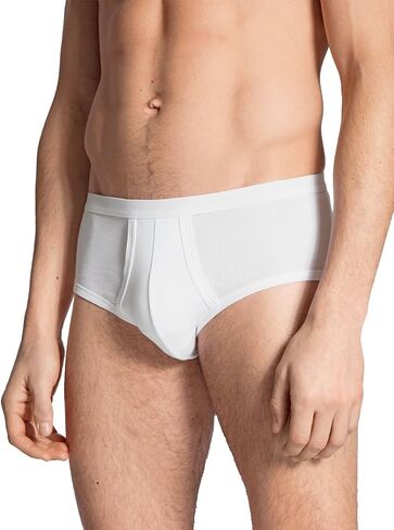 Calida Men's Twisted Cotton Brief With Fly, 22010, White, S in Kuwait