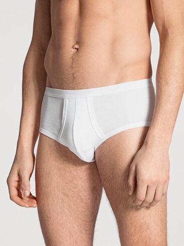 Calida Men's Twisted Cotton Brief With Fly, 22010, White, S in Kuwait