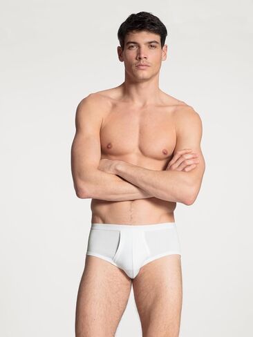 Calida Men's Twisted Cotton Brief With Fly, 22010, White, S in Kuwait