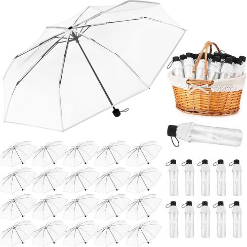 30 Pcs Wedding Umbrellas Bulk with Basket 37" Compact Windproof Umbrellas for Wedding Guests Outdoor Party Events in Kuwait