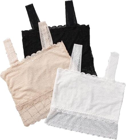 3Pcs Bralettes for Women Lace Spaghetti Strap Tank Top Tube Slim Basic Camisole Non-Padded Stretchy Bra for Daily Favor in Saudi Arabia