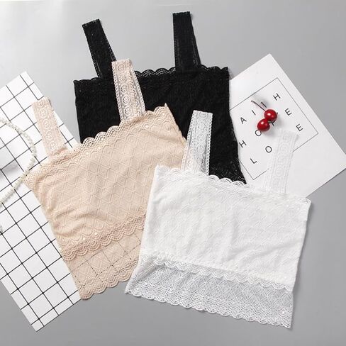 3Pcs Bralettes for Women Lace Spaghetti Strap Tank Top Tube Slim Basic Camisole Non-Padded Stretchy Bra for Daily Favor in Saudi Arabia