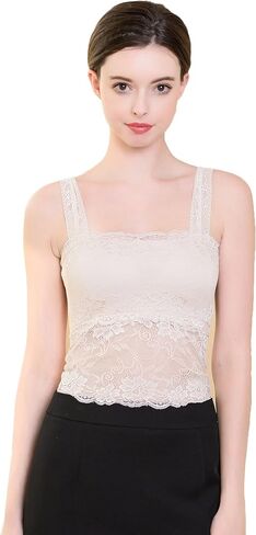 Alexander Women's Mulberry Silk Camisole Padded Floral Lace Tops in Saudi Arabia
