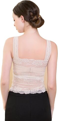 Alexander Women's Mulberry Silk Camisole Padded Floral Lace Tops in Saudi Arabia
