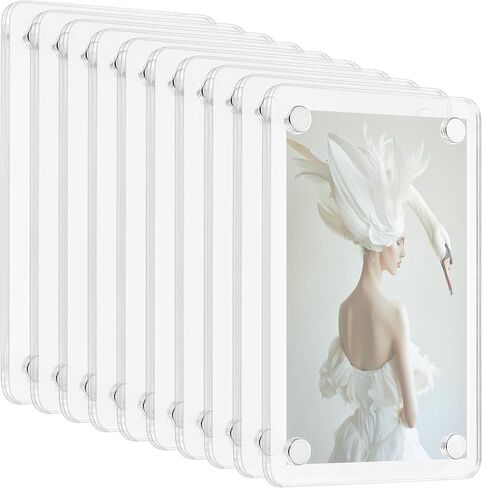 24 Pcs/12Pairs Acrylic Fridge Magnetic Frame,Clear Acrylic Magnetic Picture Frames for Refrigerator,Double Sided Magnet Photo Frames for Fridge,Magnet Picture Frame for Polaroid Fujifilm Instax Mini in Saudi Arabia