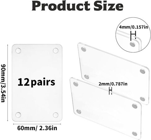 24 Pcs/12Pairs Acrylic Fridge Magnetic Frame,Clear Acrylic Magnetic Picture Frames for Refrigerator,Double Sided Magnet Photo Frames for Fridge,Magnet Picture Frame for Polaroid Fujifilm Instax Mini in Saudi Arabia
