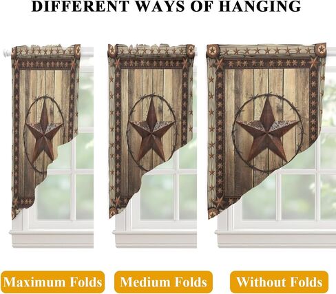 Western Farmhouse Swag Curtains 36 Inch Length 2 Panels Set,Primitive Rustic Country Retro Texas Star Semi-Sheer Curtain Drapes Rod Pocket Valance For Kitchen,Living Room,Bedroom,Cafe Window 56"Wx36"L in Saudi Arabia
