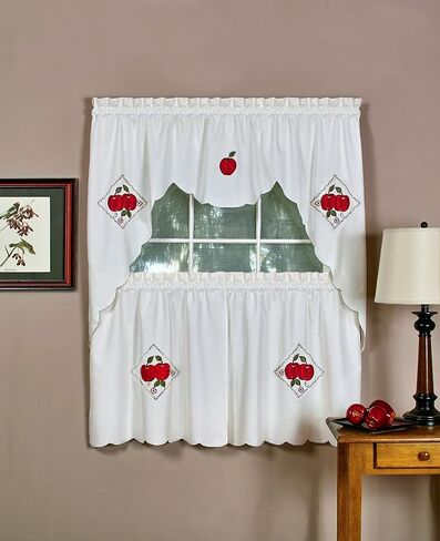 ACHIM Home Furnishings Delicious Tier and Swag Set, 58-Inch by 24-Inch, Ivory in Saudi Arabia