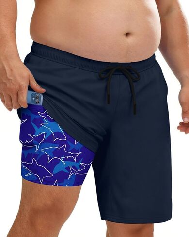 Big and Tall Mens Swim Trunks with Compression Liner 10''Quick Dry Board Shorts Zipper Pocket Bathing Suit (2XL-9XL) in Saudi Arabia