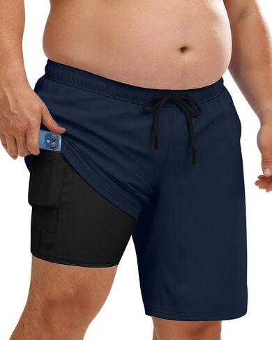 Big and Tall Mens Swim Trunks with Compression Liner 10''Quick Dry Board Shorts Zipper Pocket Bathing Suit (2XL-9XL) in Saudi Arabia