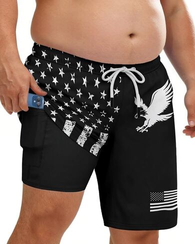 Big and Tall Mens Swim Trunks with Compression Liner 10''Quick Dry Board Shorts Zipper Pocket Bathing Suit (2XL-9XL) in Saudi Arabia