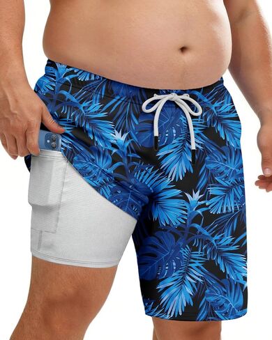 Big and Tall Mens Swim Trunks with Compression Liner 10''Quick Dry Board Shorts Zipper Pocket Bathing Suit (2XL-9XL) in Saudi Arabia