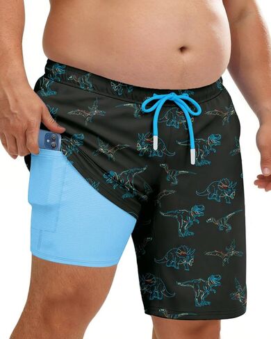 Big and Tall Mens Swim Trunks with Compression Liner 10''Quick Dry Board Shorts Zipper Pocket Bathing Suit (2XL-9XL) in Saudi Arabia
