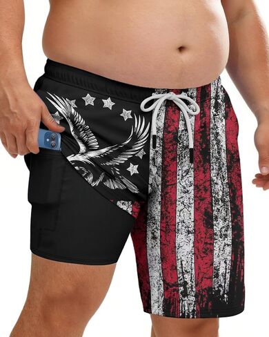 Big and Tall Mens Swim Trunks with Compression Liner 10''Quick Dry Board Shorts Zipper Pocket Bathing Suit (2XL-9XL) in Saudi Arabia
