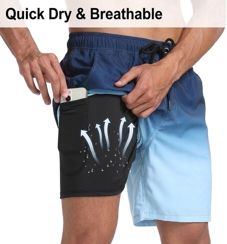 Keevoom Mens Swim Trunks Compression Liner Swimming Shorts Swimwear Quick Dry Swimsuit Bathing Suits Board Shorts in Saudi Arabia