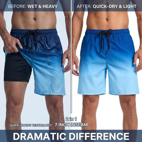 Keevoom Mens Swim Trunks Compression Liner Swimming Shorts Swimwear Quick Dry Swimsuit Bathing Suits Board Shorts in Saudi Arabia