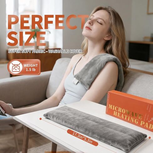 Microwavable Neck Heating Pad with Washable Cover – Unscented Rice Bean Hot Pack for Shoulder, Back, Cramps – Soft Weighted Neck Warmer for Hot/Cold Compress, Sore Muscles & Joints–17.3"×5.3", 1.5 lbs in Kuwait
