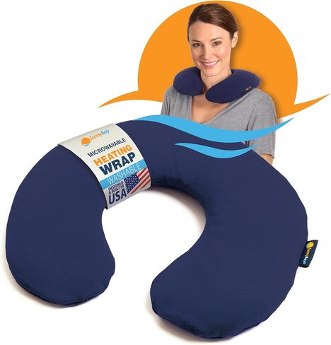 SunnyBay Microwave Heating Pad, Microwavable Heated Neck Pillow for Moist Hot Therapy, Heated Neck and Shoulder Wrap with Flax Seeds Filling and Washable Cover, 12"X12"X2", 2.5 lbs, Navy Blue in Saudi Arabia