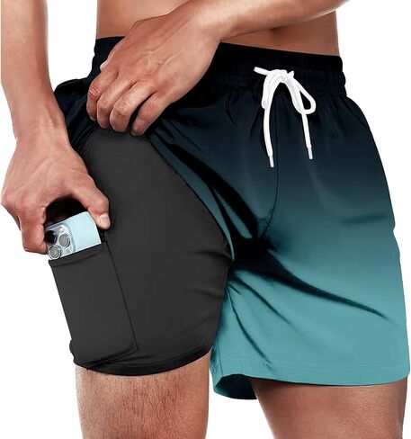Keevoom Mens Swim Trunks Compression Liner Swimming Shorts Swimwear Quick Dry Swimsuit Bathing Suits Board Shorts in Saudi Arabia