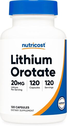 Nutricost Lithium Orotate (20mg) 120 Capsules - Vegan, Gluten-Free, GMO-Free in Kuwait