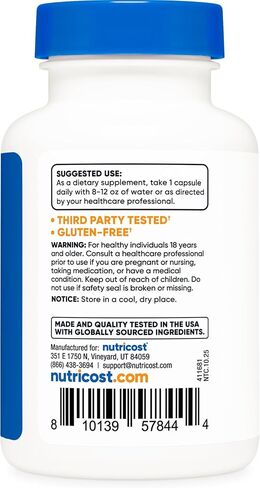 Nutricost Lithium Orotate (20mg) 120 Capsules - Vegan, Gluten-Free, GMO-Free in Kuwait