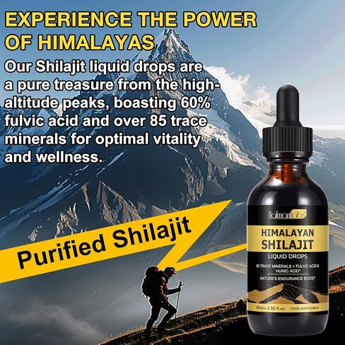 Shilajit Pure Himalayan Organic Resin Drop, Pure Himalayan Shilajit Resin Liquid Gold Supplement, Shilajit Organic Drop Rich in 85+ Trace Minerals, Shilajit for Men & Women (2.02 Fl Oz (Pack of 1)) in Saudi Arabia