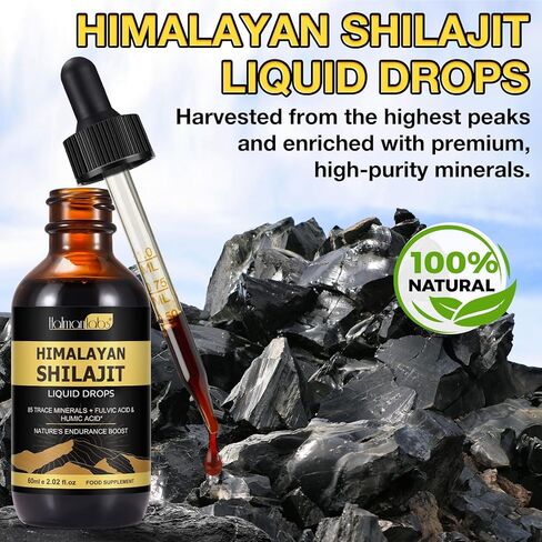 Shilajit Pure Himalayan Organic Resin Drop, Pure Himalayan Shilajit Resin Liquid Gold Supplement, Shilajit Organic Drop Rich in 85+ Trace Minerals, Shilajit for Men & Women (2.02 Fl Oz (Pack of 1)) in Saudi Arabia