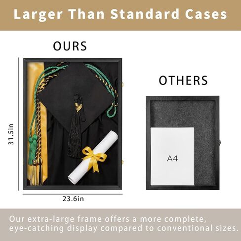 Graduation Memory Display Frame, Large Graduation Shadow Box Frame for Cap Tassel Diploma and Gowns, Wall Display for High School College Keepsakes (23.62x31.50x1.57 in) in Saudi Arabia