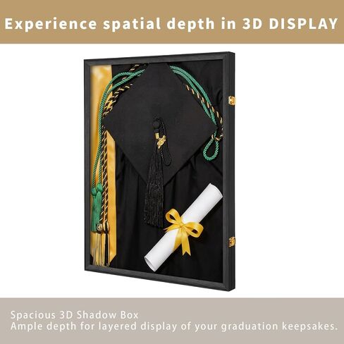 Graduation Memory Display Frame, Large Graduation Shadow Box Frame for Cap Tassel Diploma and Gowns, Wall Display for High School College Keepsakes (23.62x31.50x1.57 in) in Saudi Arabia