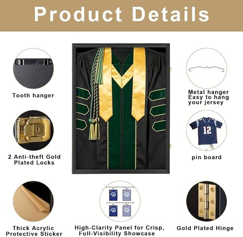 Graduation Memory Display Frame, Large Graduation Shadow Box Frame for Cap Tassel Diploma and Gowns, Wall Display for High School College Keepsakes (23.62x31.50x1.57 in) in Saudi Arabia