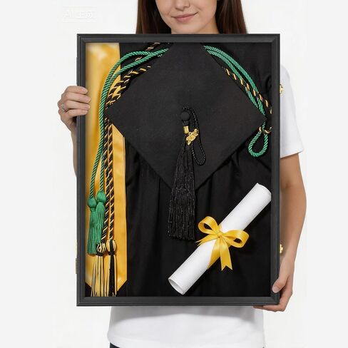 Graduation Memory Display Frame, Large Graduation Shadow Box Frame for Cap Tassel Diploma and Gowns, Wall Display for High School College Keepsakes (23.62x31.50x1.57 in) in Saudi Arabia
