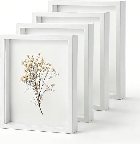 4 Pack 8 x 10 Shadow Box Frame, Shadow Boxes Display Cases 3D Wood Deep Shadowbox for Photos, Dried Flowers, Handicrafts Picture Frames for Wall Tabletop(White) in Kuwait