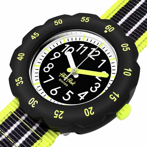 Flik Flak Boy Kids Watch Casual Black Bio-sourced Quartz Waterproof Loop in NEON in Kuwait