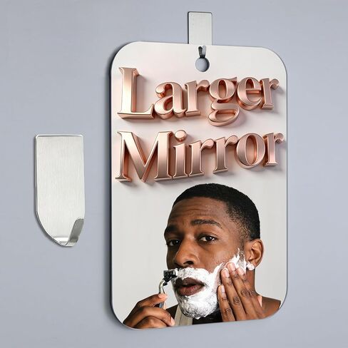 Shatterproof Shower Mirror Fogless for Shaving,(Larger 11x8 Inch) Anti Fog Shaving Mirror Holder NO-Drilling, No Fog Free Waterproof,Small Wall Mounted Bathroom Accessories Camping Hanging in Saudi Arabia