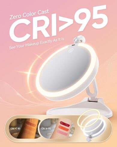 Travel Makeup Mirror with Lights 2026 New, 1X/30X Magnification Double Sided Lighted Mirror, 3 Color Lighting & Stepless Dimming, 2000mAh Foldable Portable Mirror for Desk & Travel in Saudi Arabia