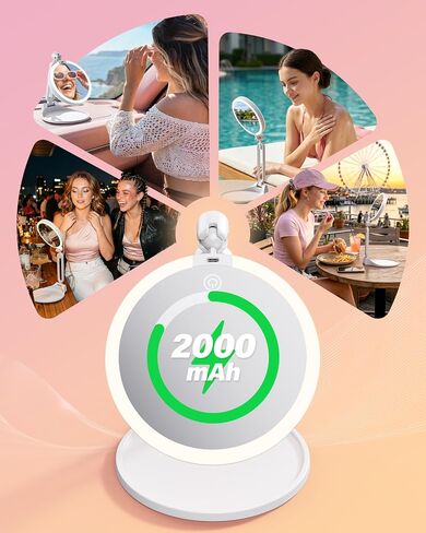 Travel Makeup Mirror with Lights 2026 New, 1X/30X Magnification Double Sided Lighted Mirror, 3 Color Lighting & Stepless Dimming, 2000mAh Foldable Portable Mirror for Desk & Travel in Saudi Arabia