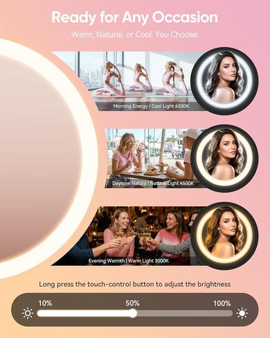 Travel Makeup Mirror with Lights 2026 New, 1X/30X Magnification Double Sided Lighted Mirror, 3 Color Lighting & Stepless Dimming, 2000mAh Foldable Portable Mirror for Desk & Travel in Saudi Arabia