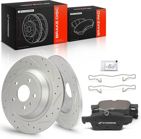 A-Premium Rear Solid Disc Brake Rotors + Ceramic Pads Kit Compatible with Select Ford and Lincoln Models - Fusion 2013-2020, MKZ 2013-2016, 6-PC Set in Saudi Arabia