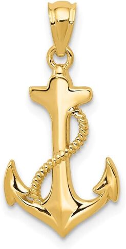 Saris and Things 14k Yellow Gold Solid Polished Anchor Charm Pendant in Saudi Arabia