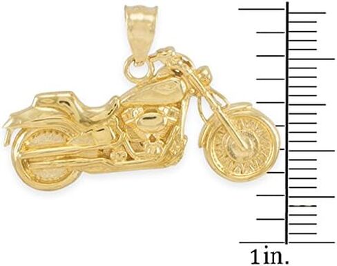 14k Yellow Gold High Polish Biker Charm Motorcycle Pendant in Kuwait