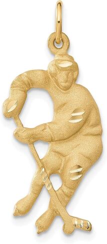 14K Yellow Gold Hockey Player Charm Sports Pendant in Kuwait