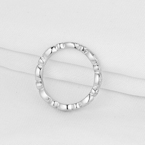 DovEggs Moissanite Wedding Ring for Women Full Eternity Band 0.37CTW FGH 1.4mm Moissanite Marquise Style Wedding Band Sterling Silver with 18K White Gold Plated Engagement Ring in Kuwait